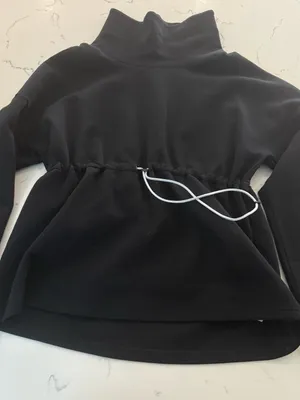 Varley Black Funnel Neck Drawstring-Waist Pullover thumbnail 2