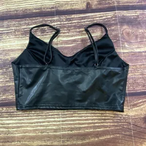 Blashe Black Faux Leather Crop Top Sleeveless Stretch Tank Top Size M thumbnail 5