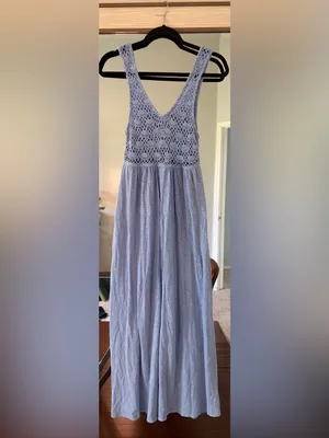 Aerie Crochet dress Maxi Ocean Sky Size XS Extra Small beach boho summer thumbnail 2