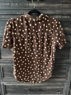 Abercrombie & Fitch Brown Polka Dot Short-Sleeve Button-Down thumbnail 4