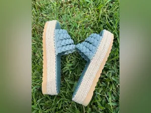 Beach by Matisse Teal Blue Braided Platform Sandals Size 9M thumbnail 7