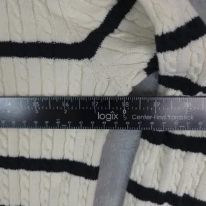 American Living Sweater Womens Large Ivory Blue Striped Cable Knit Turtleneck thumbnail 6