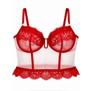NWT Auden Red Lace Corset Bra Top thumbnail 3
