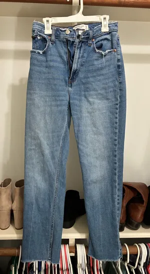 Abercrombie and Fitch Curve Love Ankle Straight Ultra High Rise Jean thumbnail 1