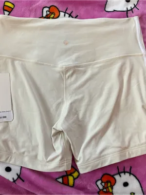 Lululemon athletic casual white creme striped align high rise short plus size 14 thumbnail 6