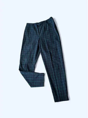 Vintage 90s Gap Navy Green Plaid Dark Academia Old Money Pants size 14 💚 thumbnail 2
