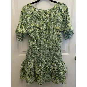 Aerie Smocked Waist Mini‎ Sundress Floral Kelly Green Womens M Boho Festival thumbnail 7
