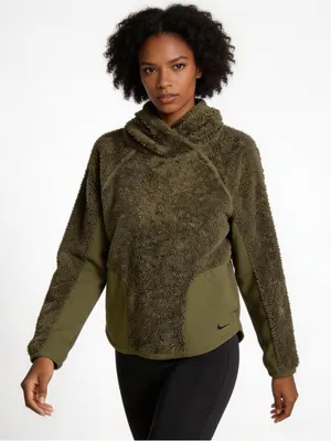 NIKE | Olive Green Sherpa Fleece Pullover Jacket Sz M thumbnail 1