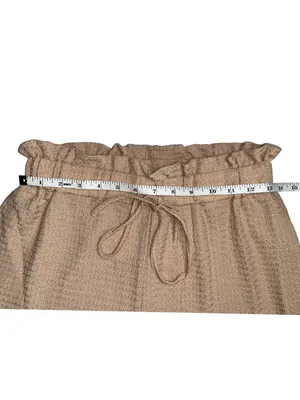 Women's Beige Paperbag Waist Wide Leg Lounge Pants Size Medium thumbnail 6