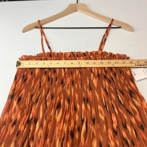 Nine West Camisole Top‎ Womens S Orange Abstract Pleated Smocked Spaghetti Strap thumbnail 12