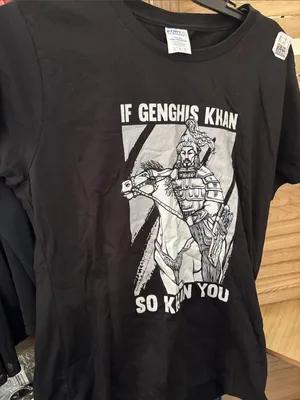 Black Graphic Tee - If Genghis Khan Design NWOT Large thumbnail 1