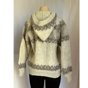Vintage STOBI Knit Fleece Denmark Nordic Sweater cream Size S Pullover 100% wool thumbnail 3