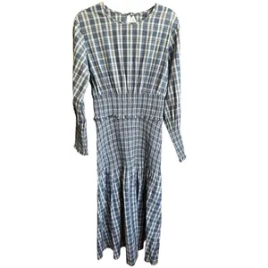 Something Navy Blanche Smocked Midi Dress Plaid Size XL SWED000212 Maternity‎ thumbnail 5