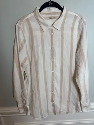 Faherty Malibu Vallerta Stripe Long Sleeve Linen Shirt XL Womens thumbnail 2