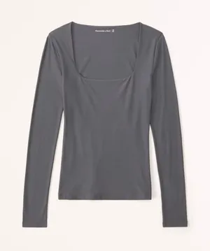 New Abercrombie and Fitch Soft Matte Seamless Long-Sleeve Squareneck Top Medium thumbnail 1