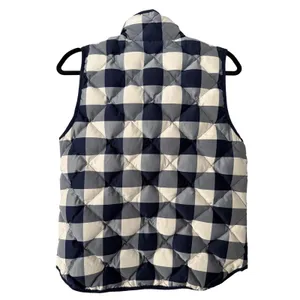 J Crew‎ Quilted Puffer Vest Excursion Medium Navy White Buffalo Check Gilet thumbnail 2