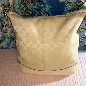 Coach Cream Signature Monogram Crossbody/ Shoulder Bag thumbnail 7