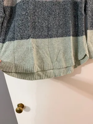 Pink Clover Striped Crewneck Sweater in Cream, Gray & Mint thumbnail 4