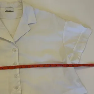 Mabel Frost Tanvi Top Button Up Shirt S Cropped Boxy Oversized Minimalist Spain thumbnail 11