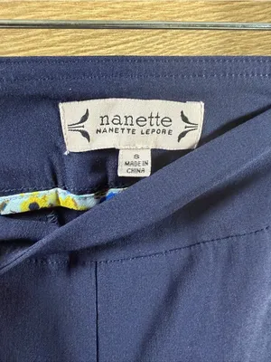 Nanette Lepore Navy Blue Stretchy Crop Pull-on Pants NWT Size Small thumbnail 5