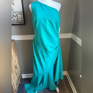 NEW Eliza J Asymmetrical One-Shoulder Dress Women's‎ Turquoise Sleeveless 14 thumbnail 2