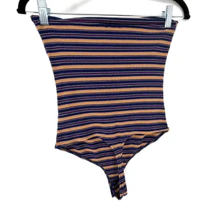 Free People Intimately Stripe Out Bodysuit Y2K 90s Indie Ribbed Small Strapless thumbnail 7