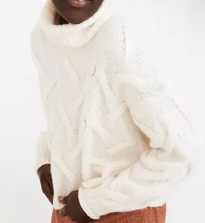 Madewell Somervell Modern Cable knit Turtleneck Sweater Size XS wool Oversized thumbnail 1