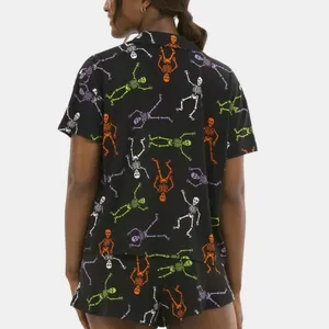 WAY TO CELEBRATE Womens PJ Shorts Set Size Large 12-14 Skeleton theme Black New thumbnail 4