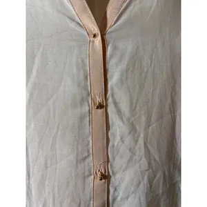 Zara Woman Size S Cream Semi-Sheer Popover Split V-Neck Long Sleeve Top thumbnail 3