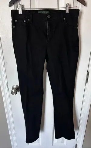 LRL Ralph Lauren LAUREN jeans company black jeans straight classic fit sz 8 wo thumbnail 1