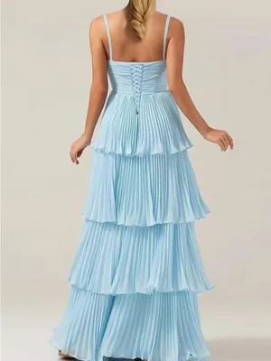Butter Yellow Tiered Pleated Chiffon Maxi Dress thumbnail 4