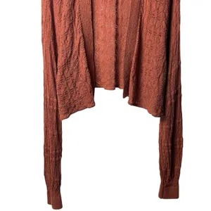 Anthropologie Shelby Pointelle Cardigan Rust Boho Travel Comfort Cottagecore L thumbnail 4