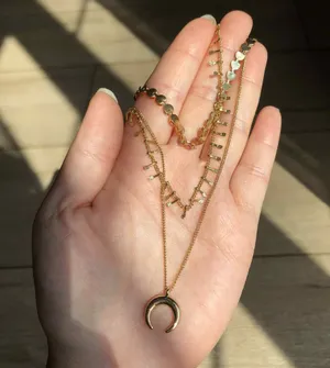 H&M Gold Layered Crescent Moon Necklace thumbnail 1
