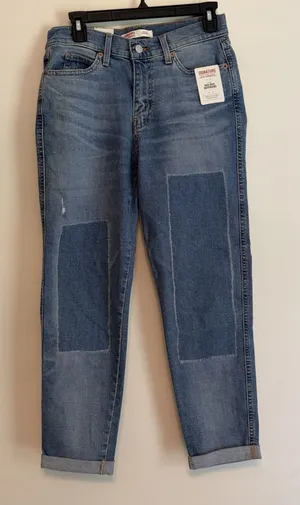 NWT Signature Levi Strauss Heritage Mid Rise Boyfriend Jeans Blue Distress 2 W26 thumbnail 1