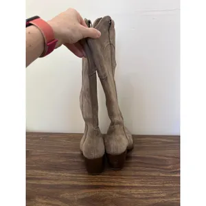 Crown Vintage Windy‎ Taupe Suede Western Tall Boots Womens 7M Stacked Heel thumbnail 3