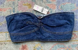 Anthropologie NWT Denim Corset Crop Top thumbnail 1