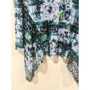 Y2K ECI NY Sheer Printed Tunic Blouse Bohemian Watercolor-style Size XL 2312 thumbnail 4