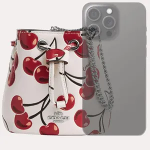 Coach Drawstring Wristlet With Cherry Print - Novelty Leather/Silver/Chalk Multi thumbnail 10