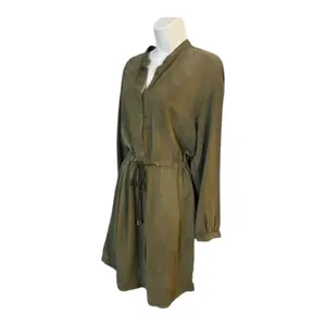 A New Day Green Shirt Dress Size M Women Long-Sleeve Button Up Drawstring Midi thumbnail 5