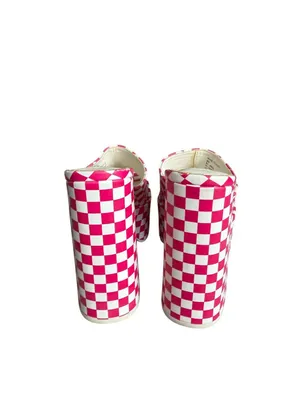 STEVE MADDEN Trixie Checkerboard Pink White Platform Sandals Heels Size 8 thumbnail 7
