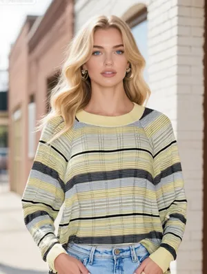 Umgee Pullover Light Weight Long Mesh Sleeve Sweater Size M NWTReg $64 thumbnail 1