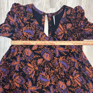 Free People Hello Lover Tunic Womens Floral Paisley Black Orange Size Medium‎ thumbnail 7