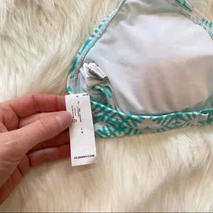 Old Navy blue white geometric Bikini Bathing‎ swim suit top size large nwt thumbnail 3