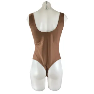 Parade Womens Tan Brown Sleeveless Scoop Neck One Piece Bodysuit Tank Top Size L thumbnail 2