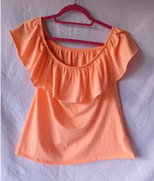 M Coral Ruffle Collar Lilly Pulitzer Summer Top thumbnail 1