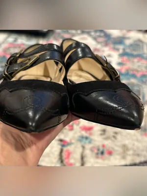 Nine West Black Pointed Double-Buckle Suede Leather Mary Jane Flats Alina 6 thumbnail 6