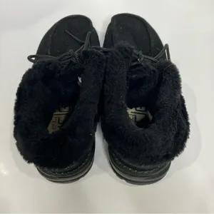 Hey Dude‎ Britt all black faux fur lace up fold over shoes women’s size 7 thumbnail 6