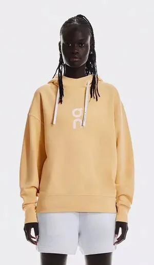 On Running Club Hoodie Cotton Sweatshirt Butter Yellow Pullover Gym Womens Small thumbnail 1