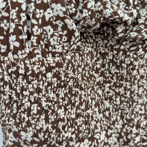 Le Lis Floral Mesh Shirring Dress Womens M Brown Ruched Coquette Fairycore Boho thumbnail 2