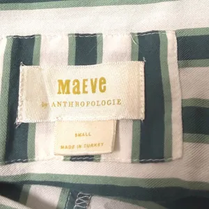 Maeve Anthropologie Green White Striped Button Down Shirt Long Sleeve Small thumbnail 9